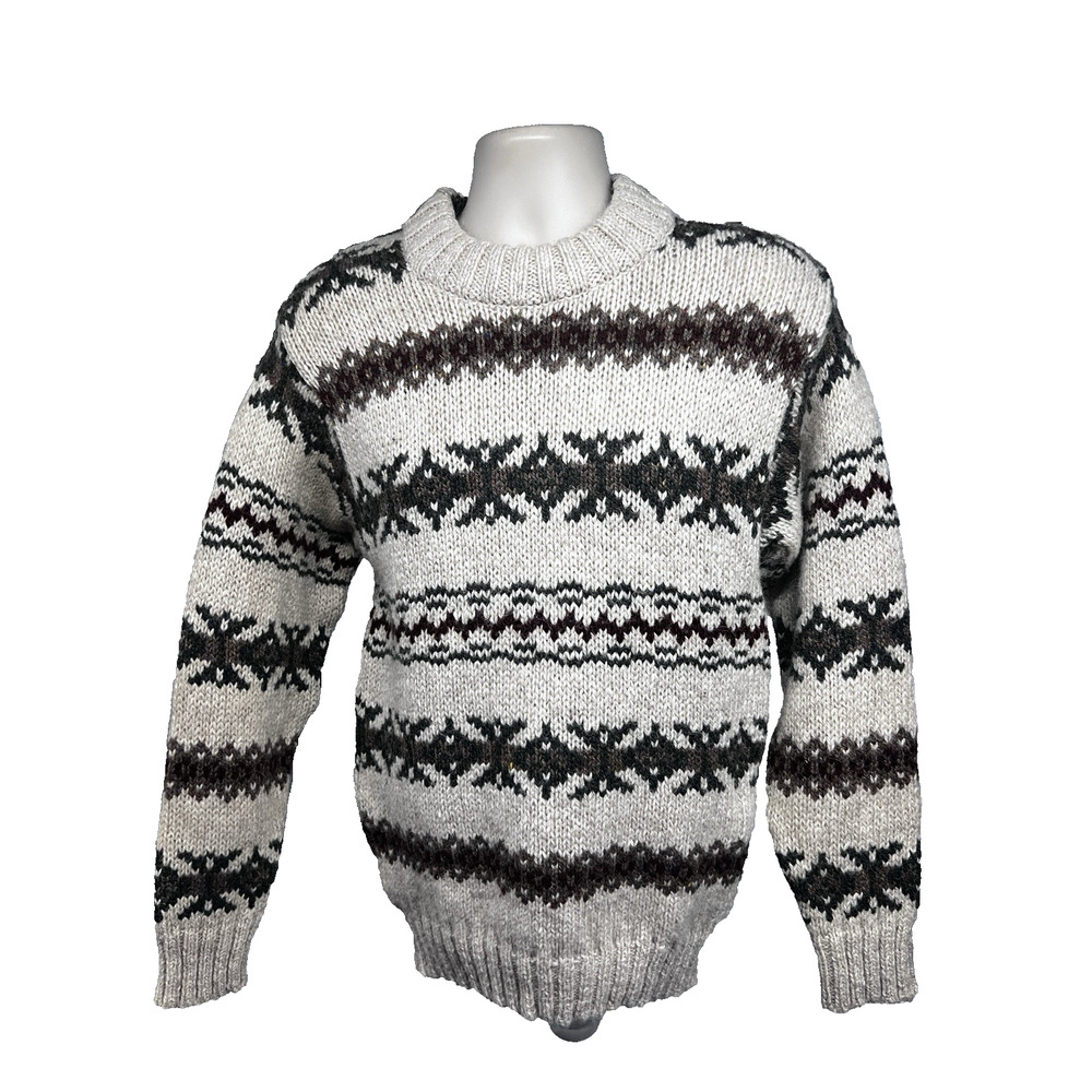 Vintage St. Michael UK Pure Wool Fair Isle Fisherman Pullover Sweater Mens Small